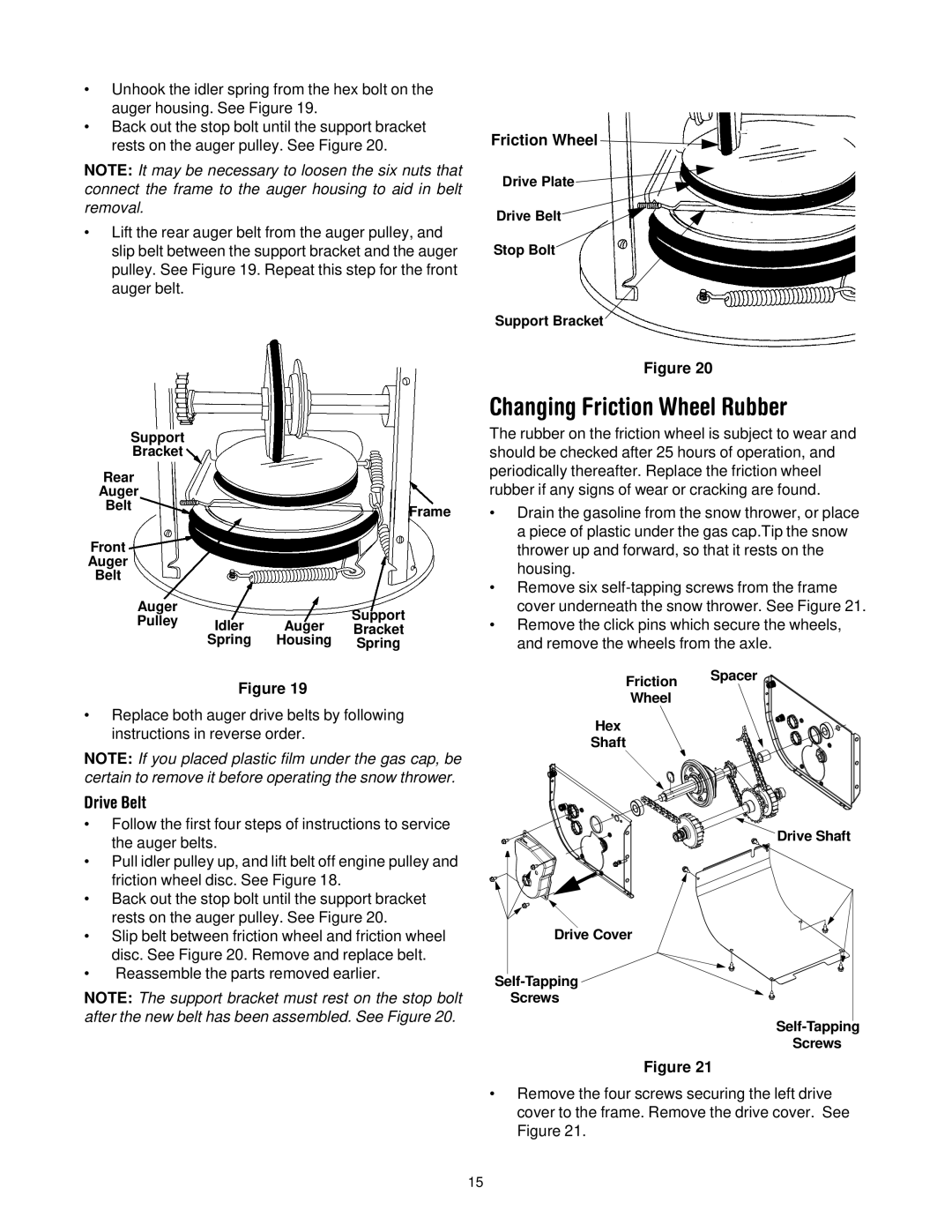 Yard-Man 31AH553G401 manual Changing Friction Wheel Rubber, Drive Belt 