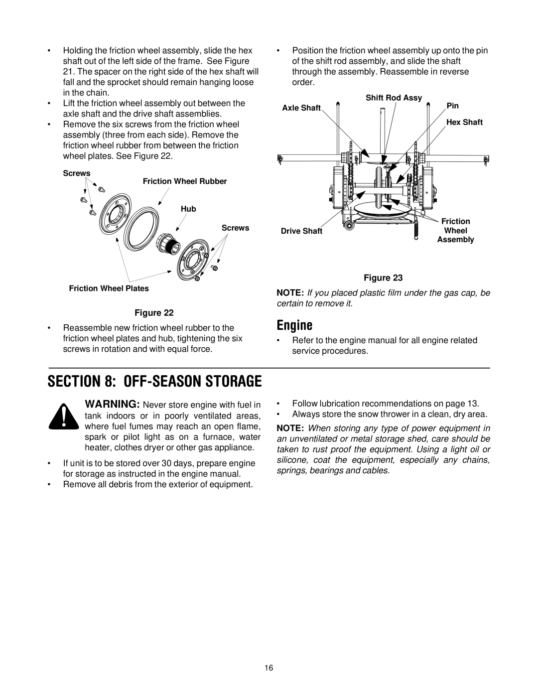 Yard-Man 31AH553G401 manual Engine, OFF-SEASON Storage 