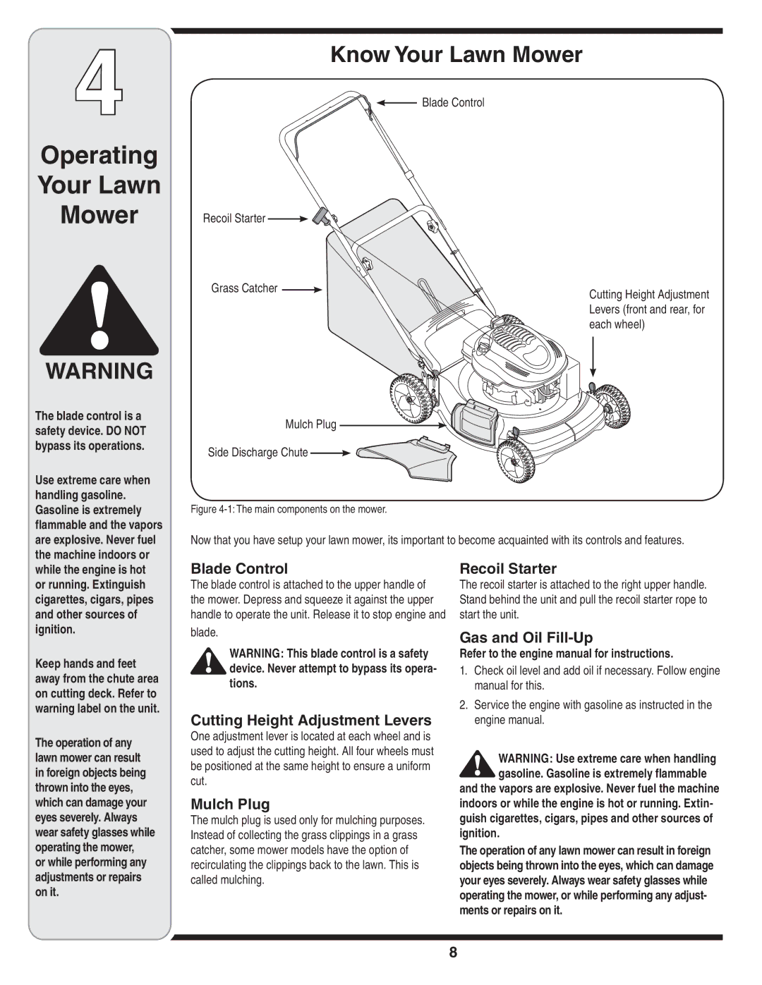 Yard-Man 430 warranty Operating Your Lawn Mower, Know Your Lawn Mower 