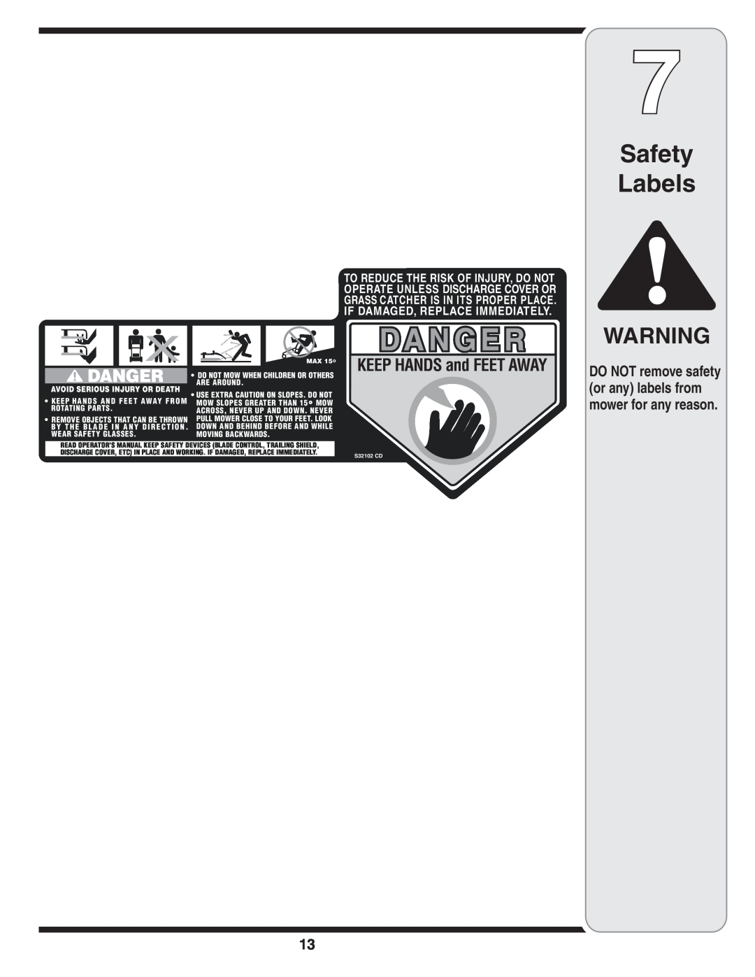 Yard-Man 430 warranty Safety Labels, DO NOT remove safety or any labels from mower for any reason 