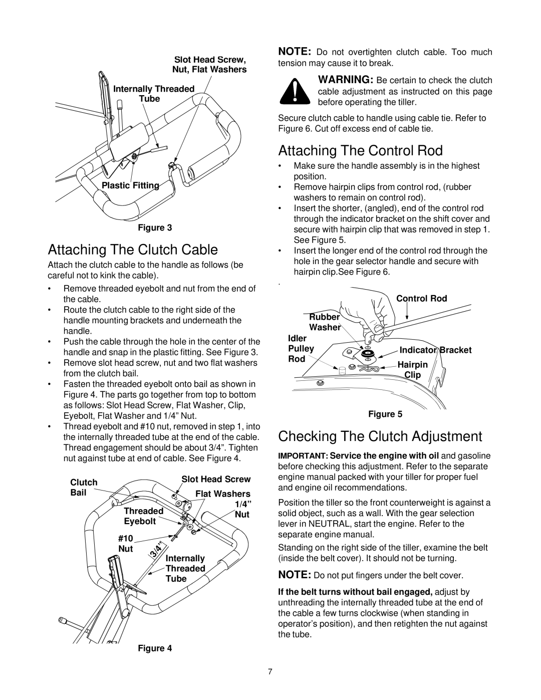 Yard-Man 454 manual Attaching The Clutch Cable, Attaching The Control Rod, Checking The Clutch Adjustment 