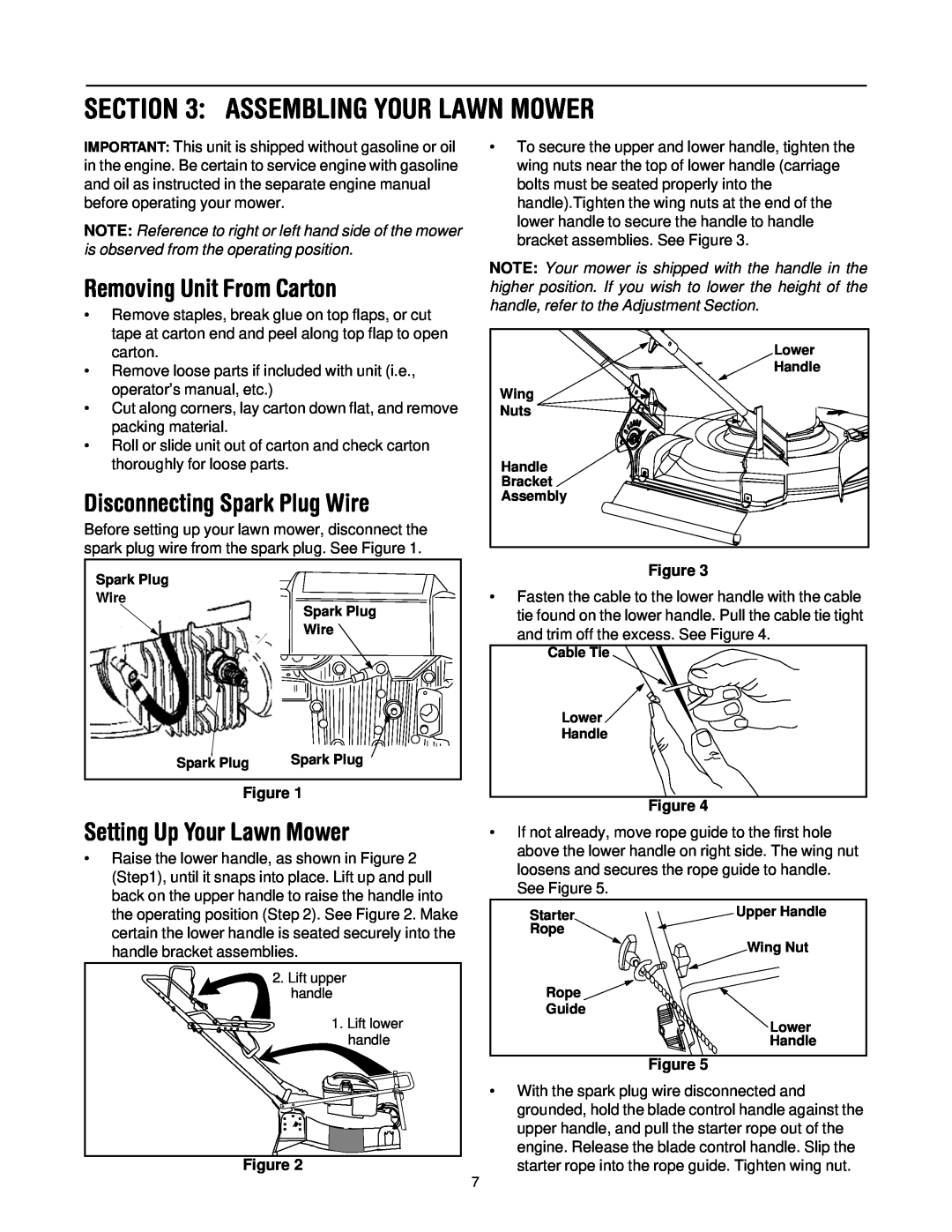 Yard-Man 503 manual Assembling Your Lawn Mower, Removing Unit From Carton, Disconnecting Spark Plug Wire 