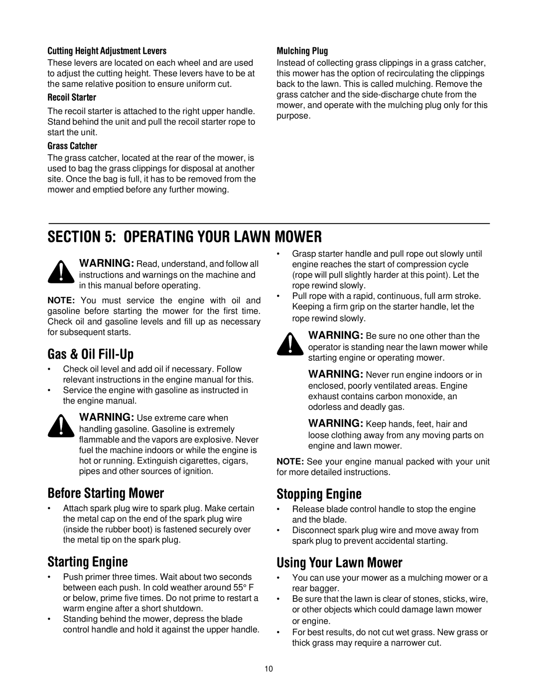 Yard-Man 549 manual Operating Your Lawn Mower 