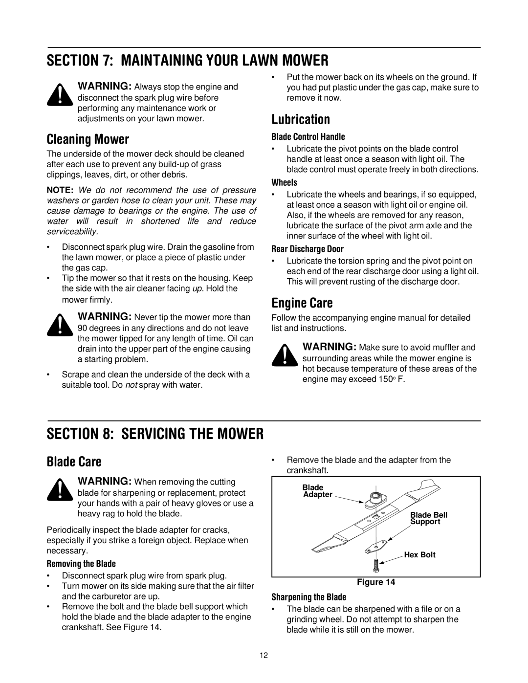 Yard-Man 549 manual Maintaining Your Lawn Mower, Servicing the Mower 