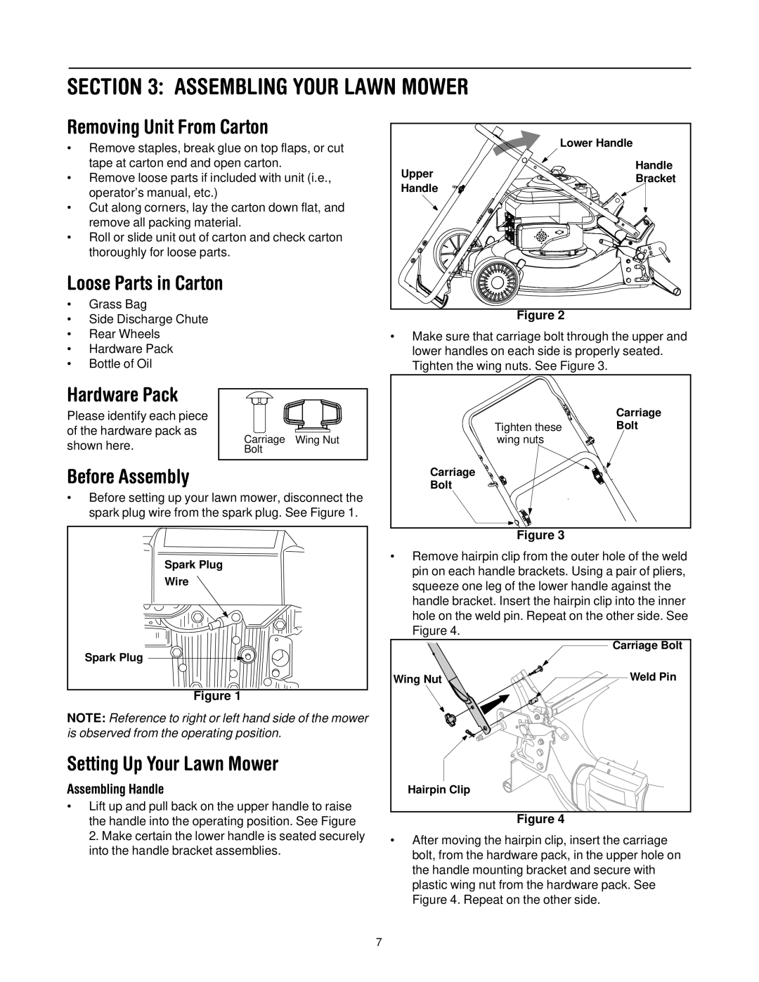 Yard-Man 549 manual Assembling Your Lawn Mower, Removing Unit From Carton, Hardware Pack, Before Assembly 