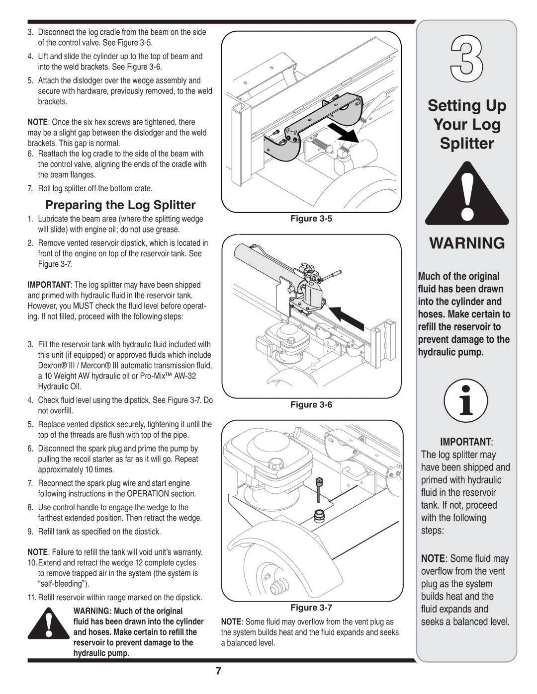 Yard-Man 550 Thru 570 manual Preparing the Log Splitter 