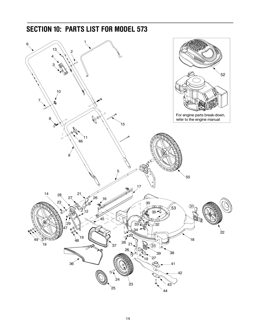 Yard-Man 573 manual Parts List for Model 