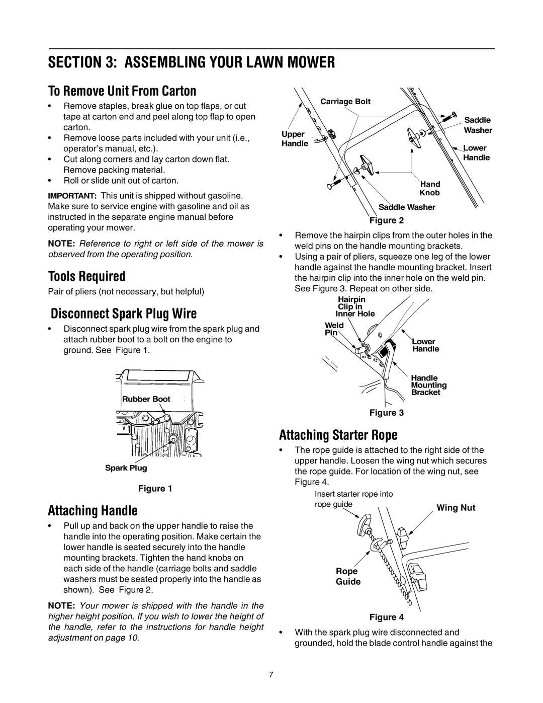 Yard-Man 573 manual Assembling Your Lawn Mower 