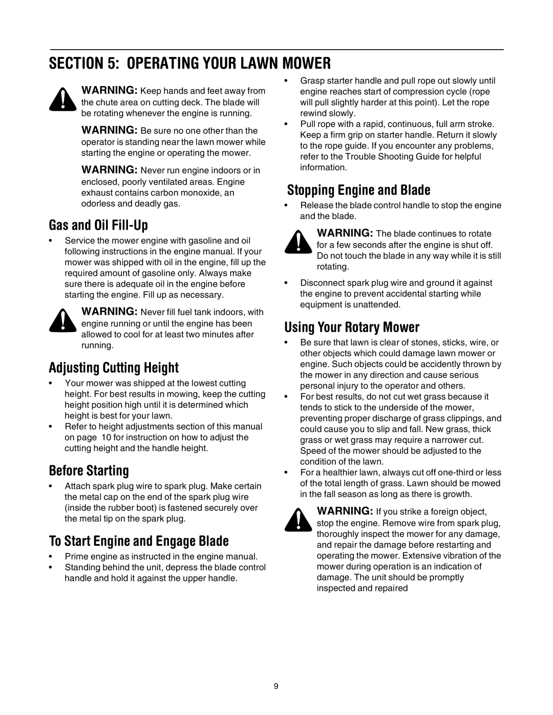 Yard-Man 573 manual Operating Your Lawn Mower 