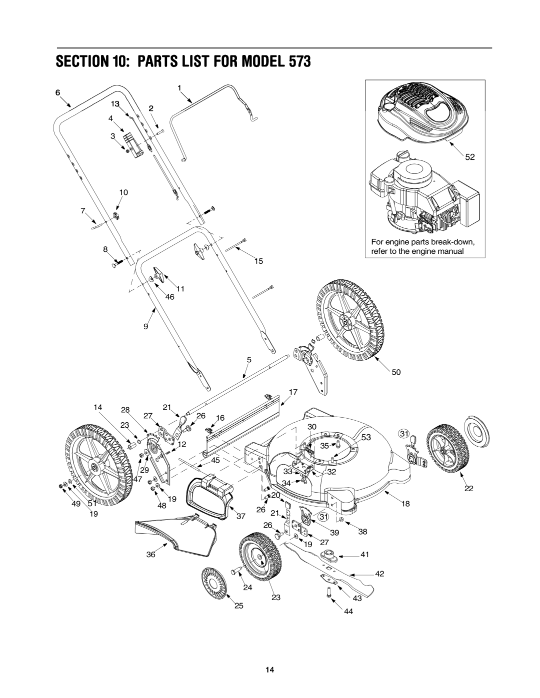 Yard-Man 573 manual Parts List For Model 