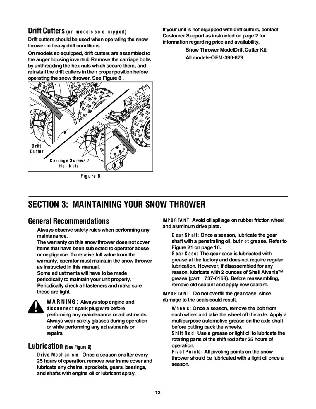 Yard-Man 5KL manual Maintaining Your Snow Thrower, General Recommendations 