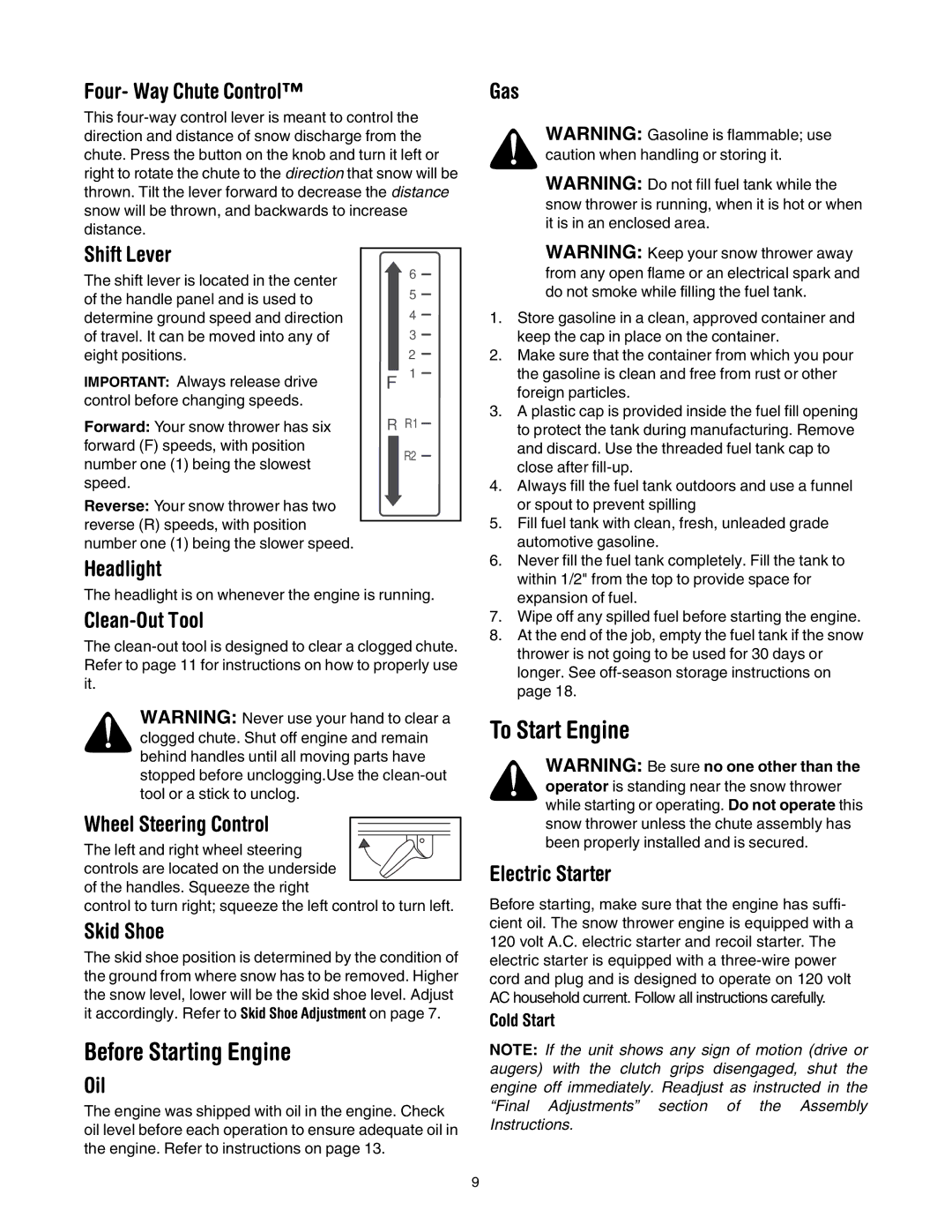 Yard-Man 5KL manual Before Starting Engine, To Start Engine 