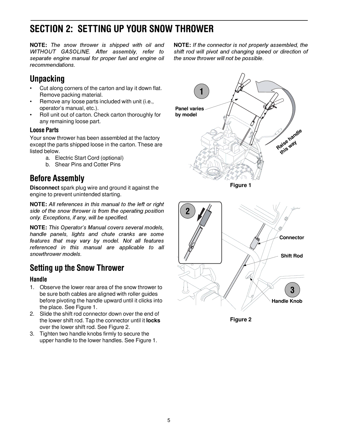 Yard-Man 600 manual Setting UP Your Snow Thrower, Unpacking, Before Assembly, Setting up the Snow Thrower 