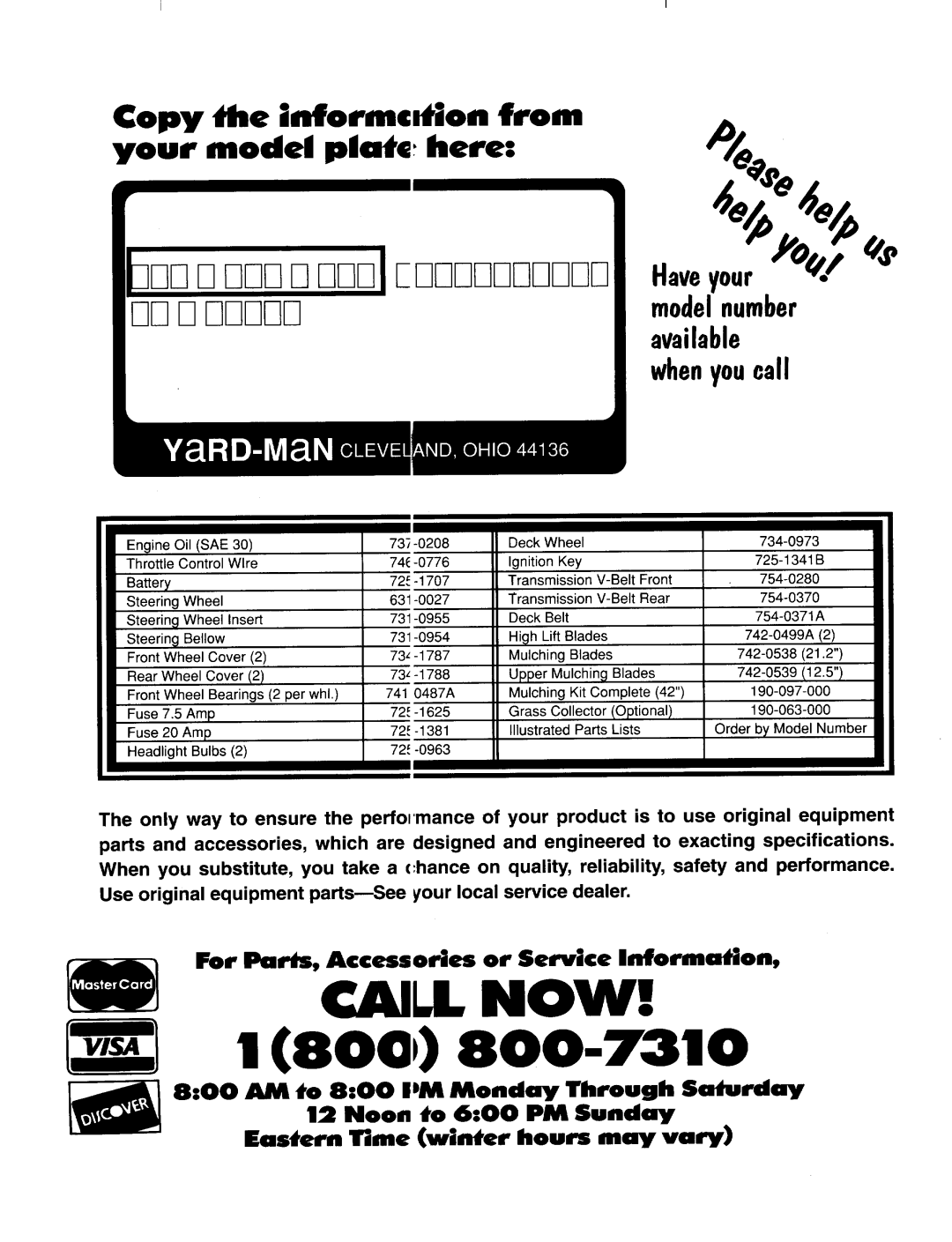 Yard-Man 614 manual 