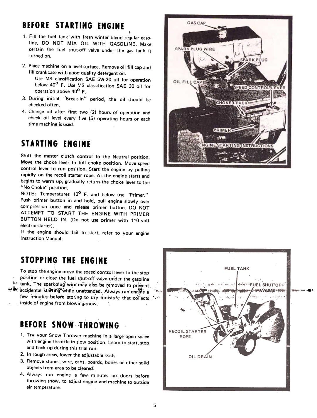 Yard-Man 7100-1 manual Before Starting Engine, Stopping the Engine 