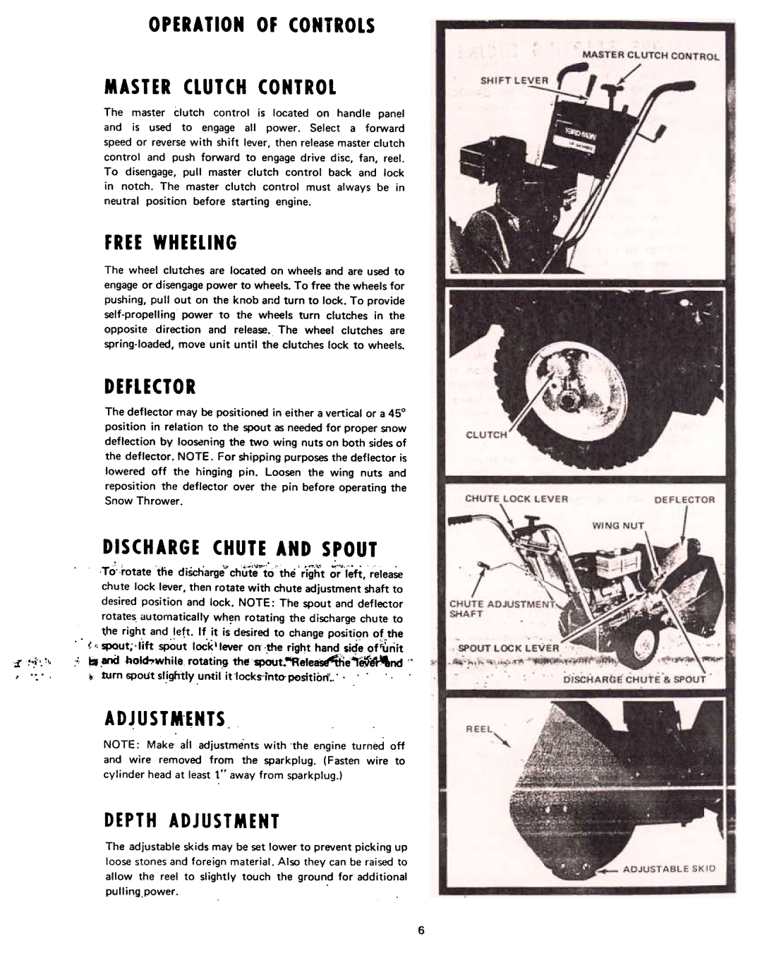 Yard-Man 7100-1 manual Operation of Controls 