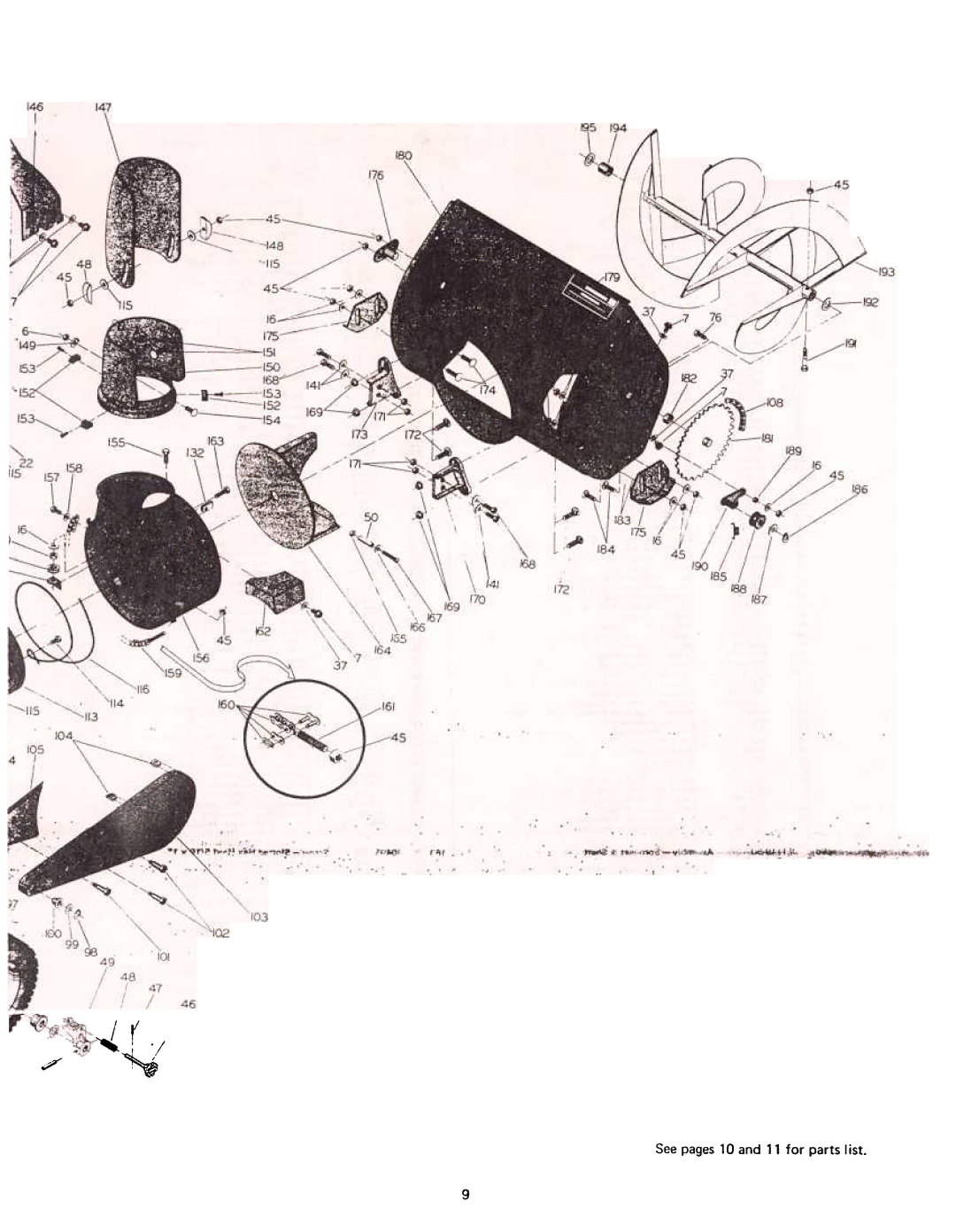 Yard-Man 7100-1 manual Seepages10 and 11 for parts list 