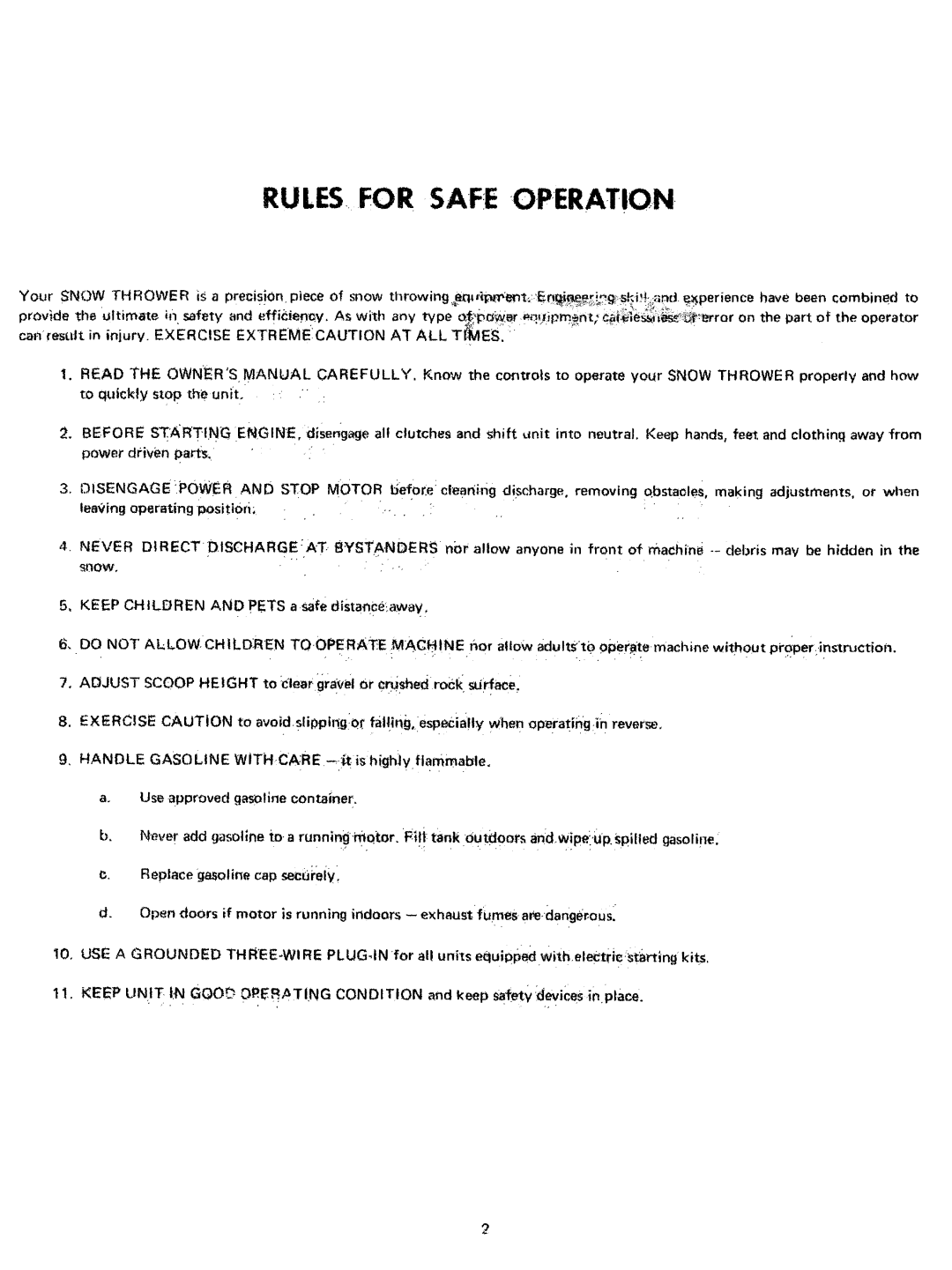 Yard-Man 7100-2 manual Rules For Safe Operation, power drivenparts 