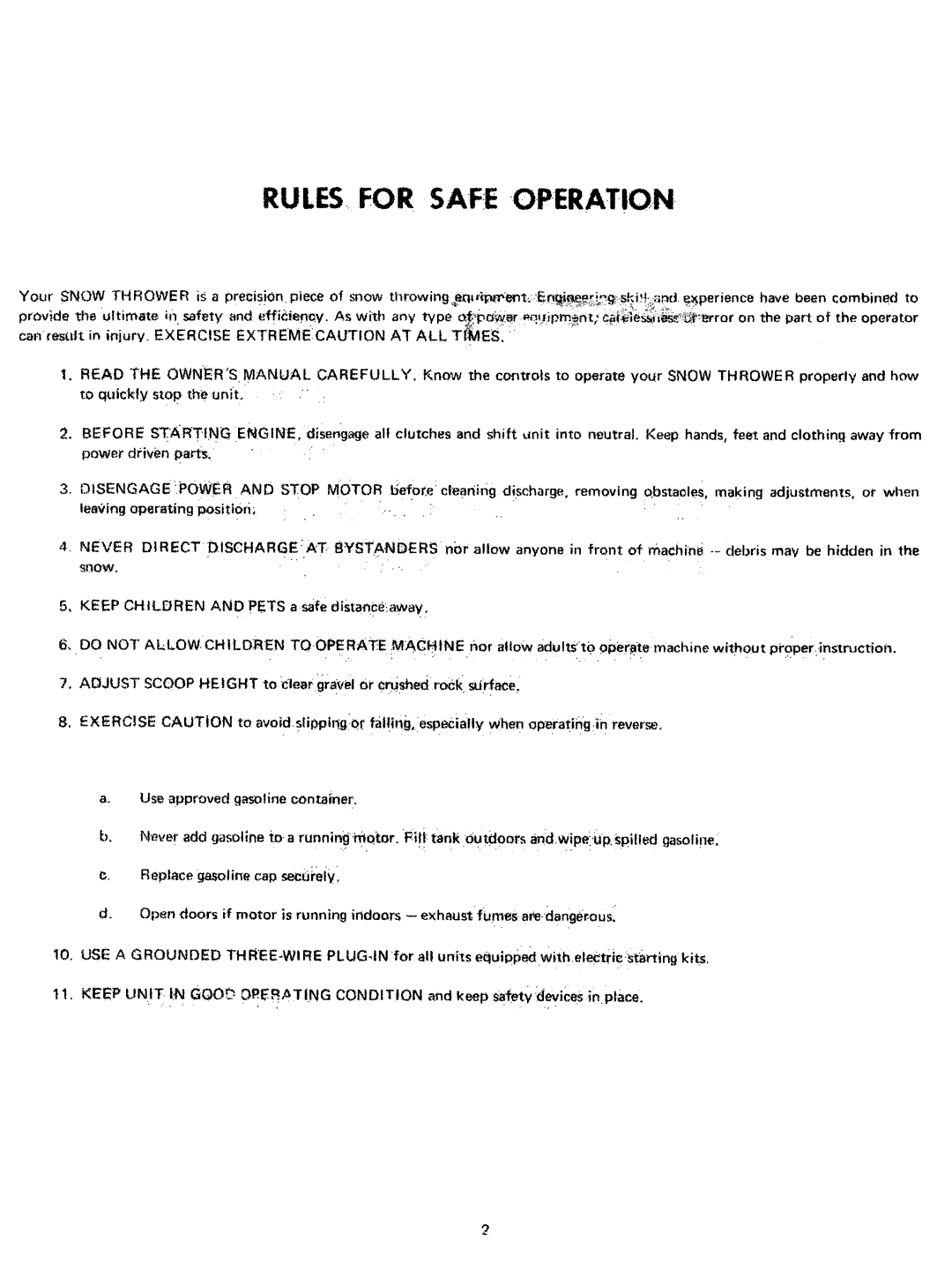 Yard-Man 7100-2 manual Rules for Safe Operation 