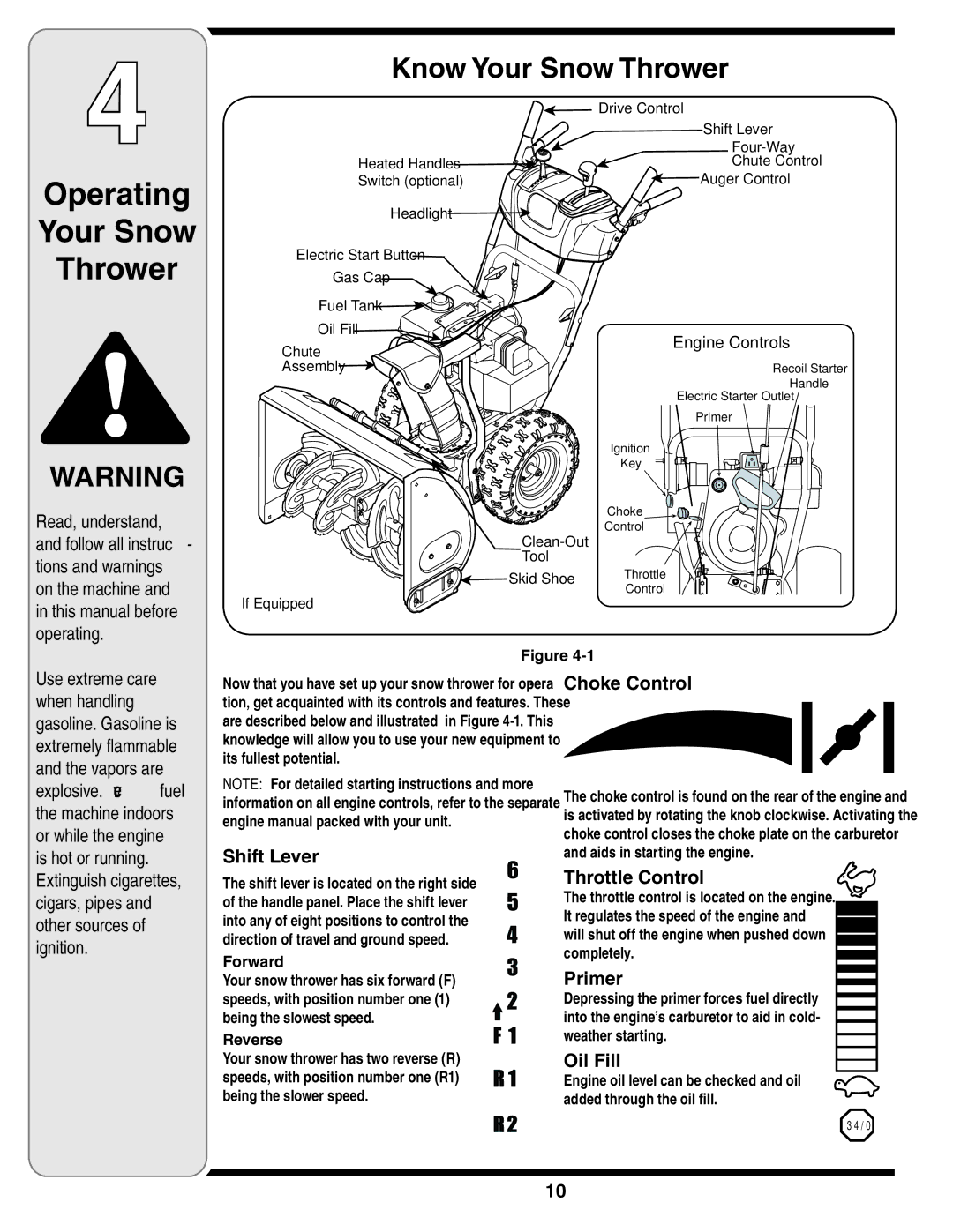 Yard-Man 769-03245 warranty Operating Your Snow Thrower, Know Your Snow Thrower 