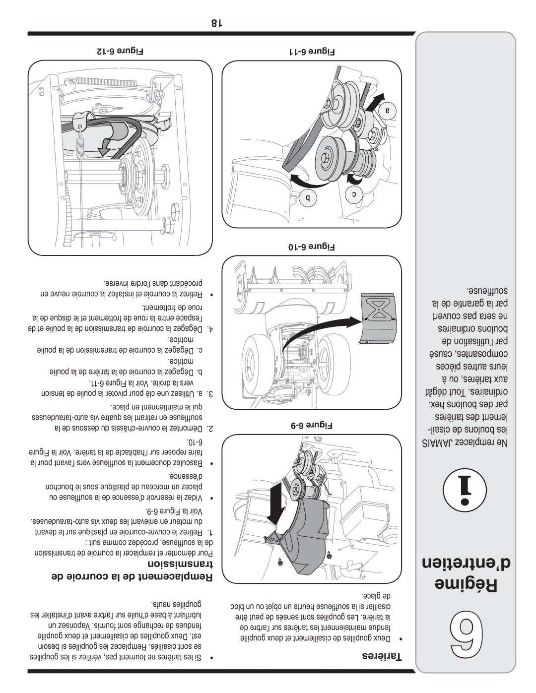 Yard-Man 769-03245 warranty Transmission, De courroie la de Remplacement, Tarières 