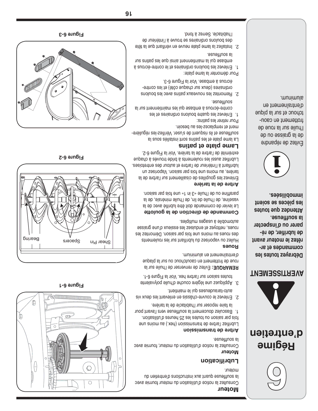 Yard-Man 769-03245 warranty Patins et plate Lame, Lubrification, Moteur 