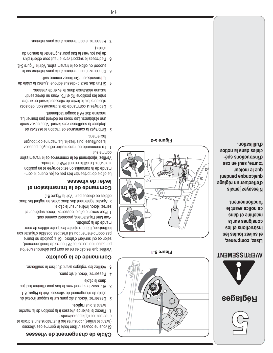 Yard-Man 769-03245 warranty Vitesses de levier, Et transmission la de Commande, Goulotte la de Commande 