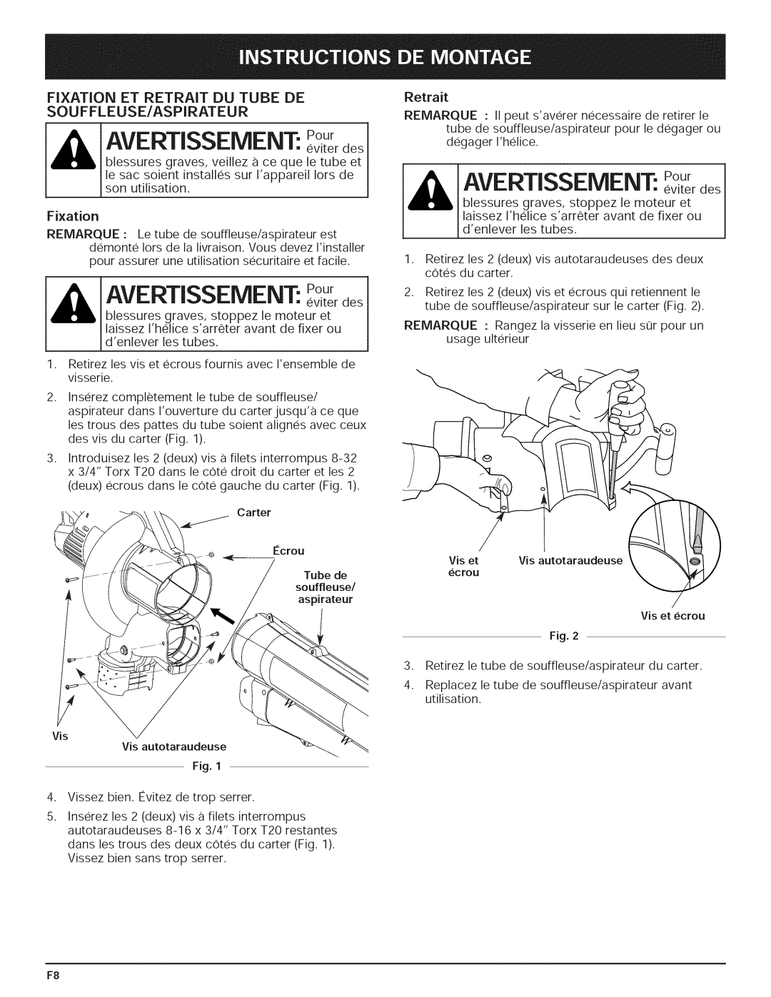 Yard-Man 769.01408 manual Avertissement eviter des, Avertissement Pour 