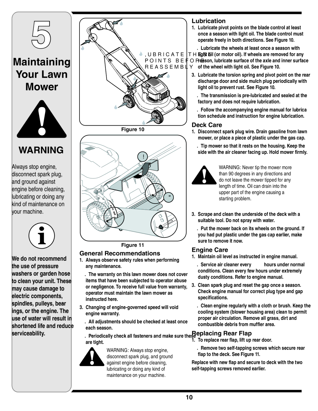 Yard-Man 829 warranty Maintaining Your Lawn Mower 