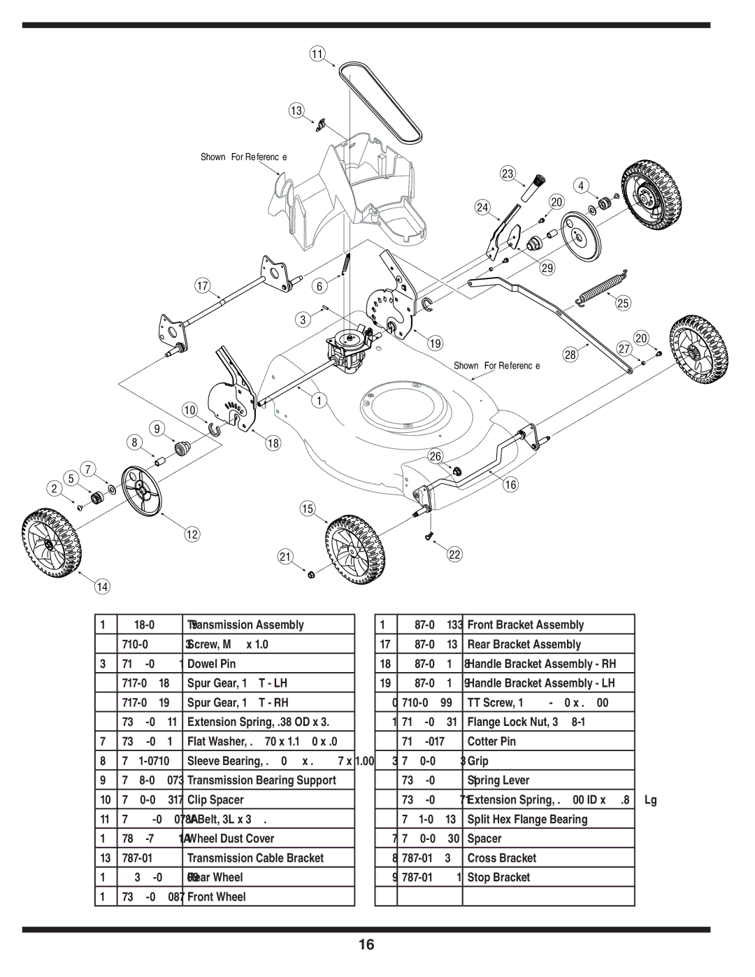 Yard-Man 829 warranty Transmission Assembly 