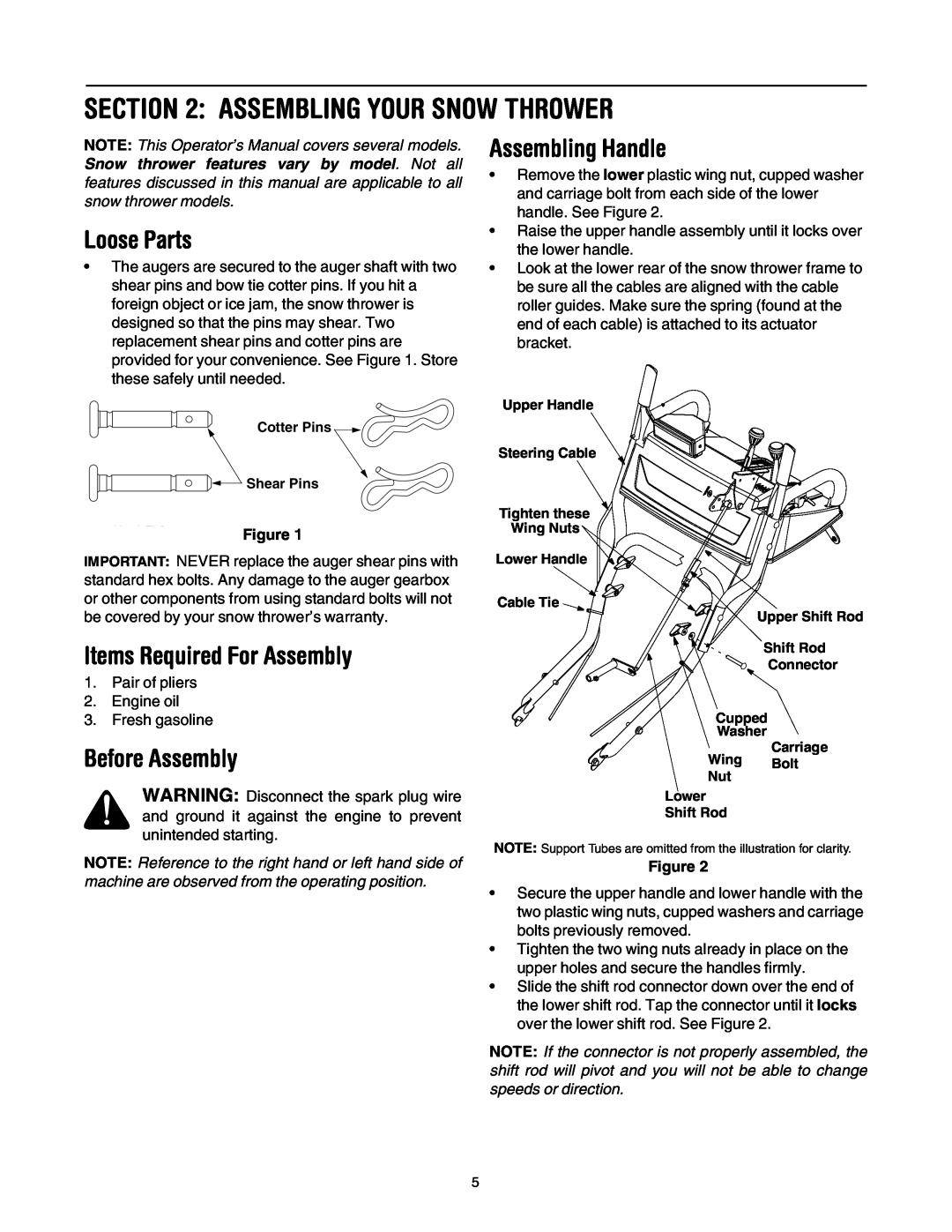 Yard-Man OGST-2806 manual Assembling Your Snow Thrower, Loose Parts, Items Required For Assembly, Before Assembly 