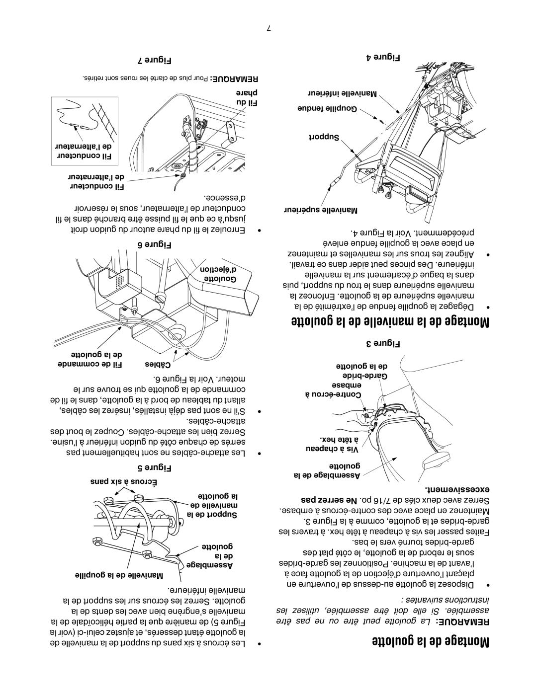 Yard-Man OGST-2806 manual Goulotte la de manivelle la de Montage, Goulotte la de Montage, Suivantes instructions 