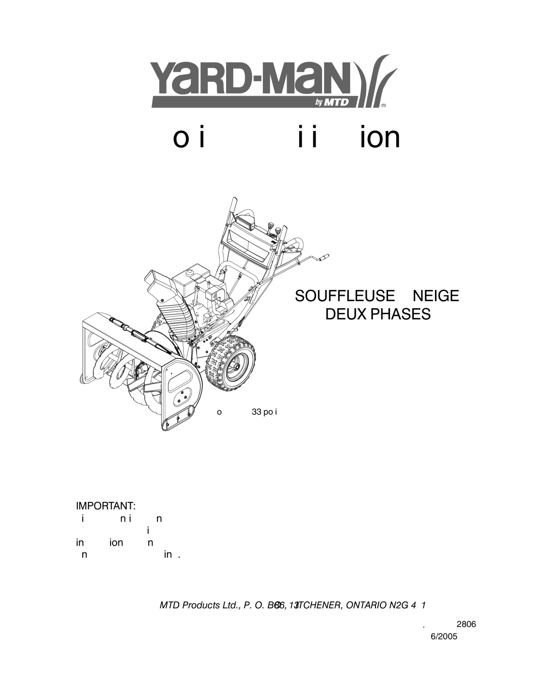 Yard-Man OGST-2806 manual ’utilisation Notice 