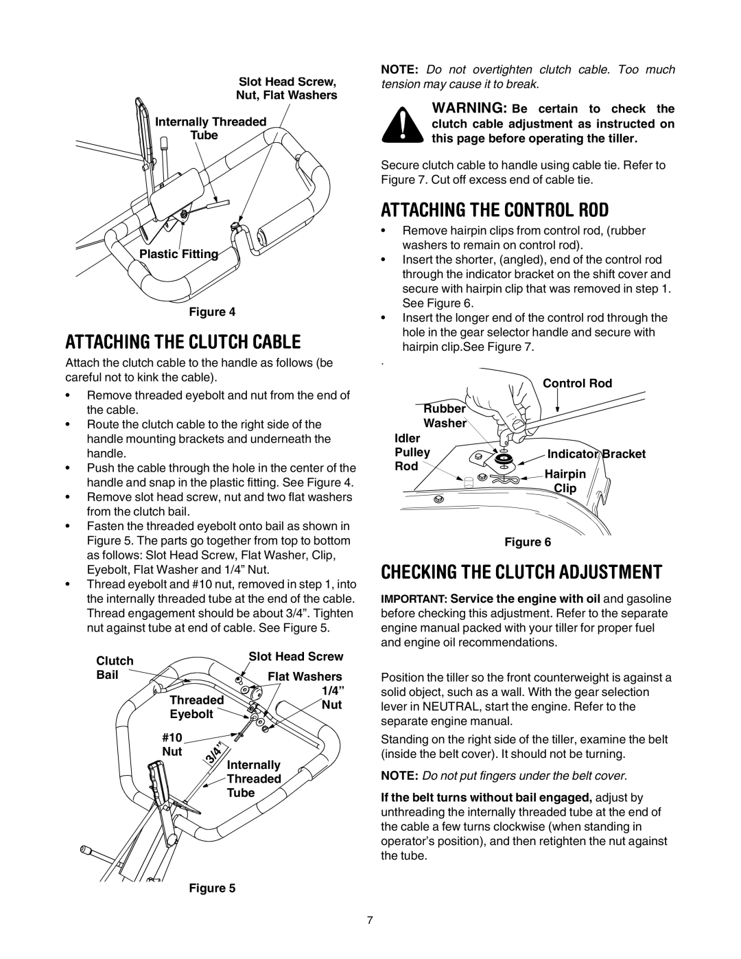 Yard-Man RT65 manual Attaching the Clutch Cable, Attaching the Control ROD, Checking the Clutch Adjustment 