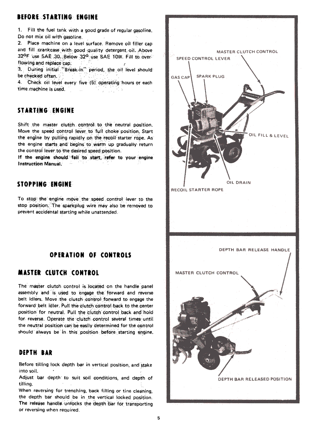 Yard-Man 5010-1, S030~1, 5020.1 manual BlfGR£stARTlHG£611, Depth 8AR 