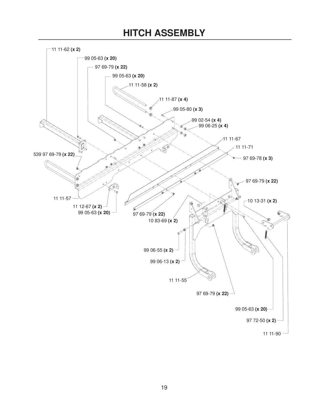 Yazoo/Kees 111793 / CS1372 manual Hitch Assembly 