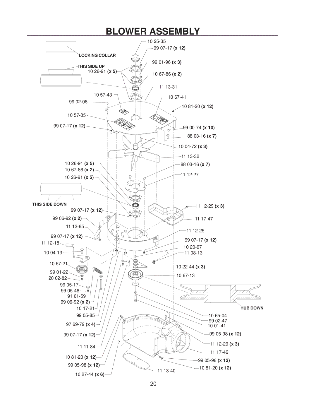 Yazoo/Kees 111793 / CS1372 manual Blower Assembly 