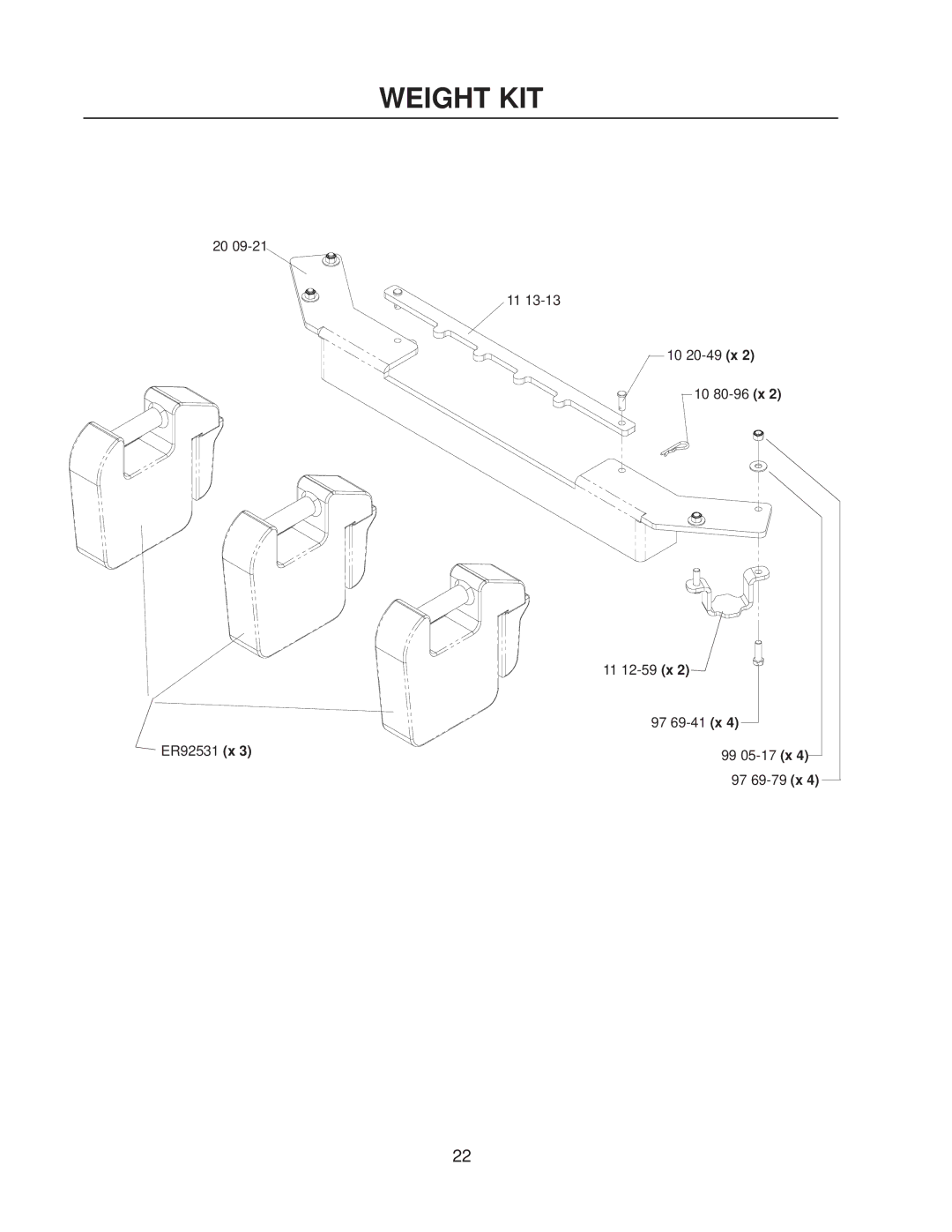 Yazoo/Kees 111793 / CS1372 manual Weight KIT 