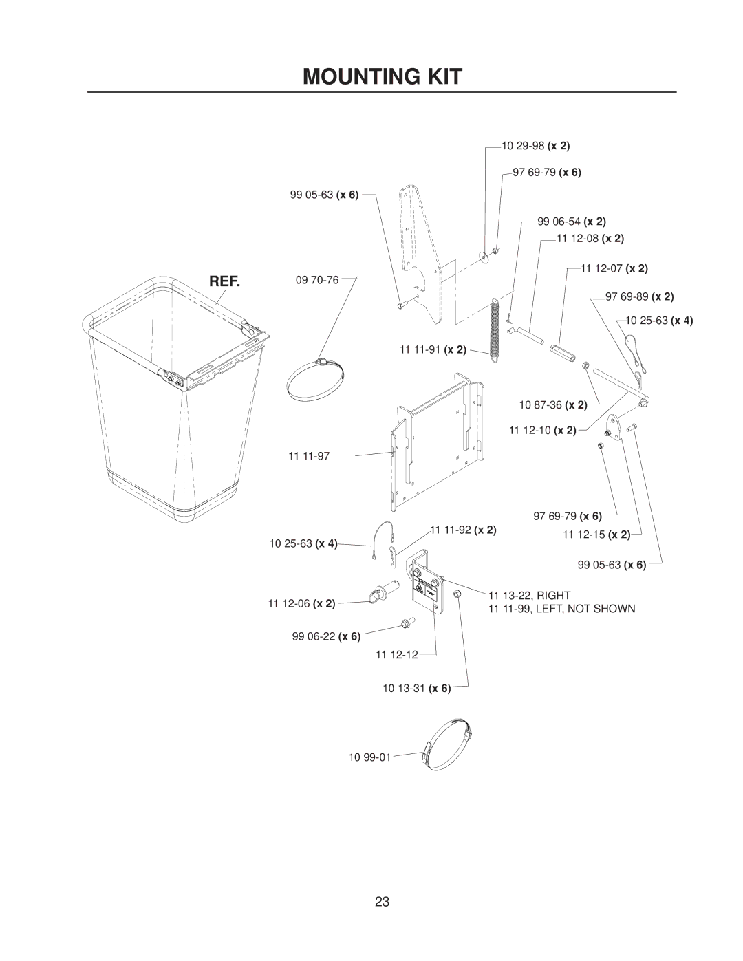 Yazoo/Kees 111793 / CS1372 manual Mounting KIT 