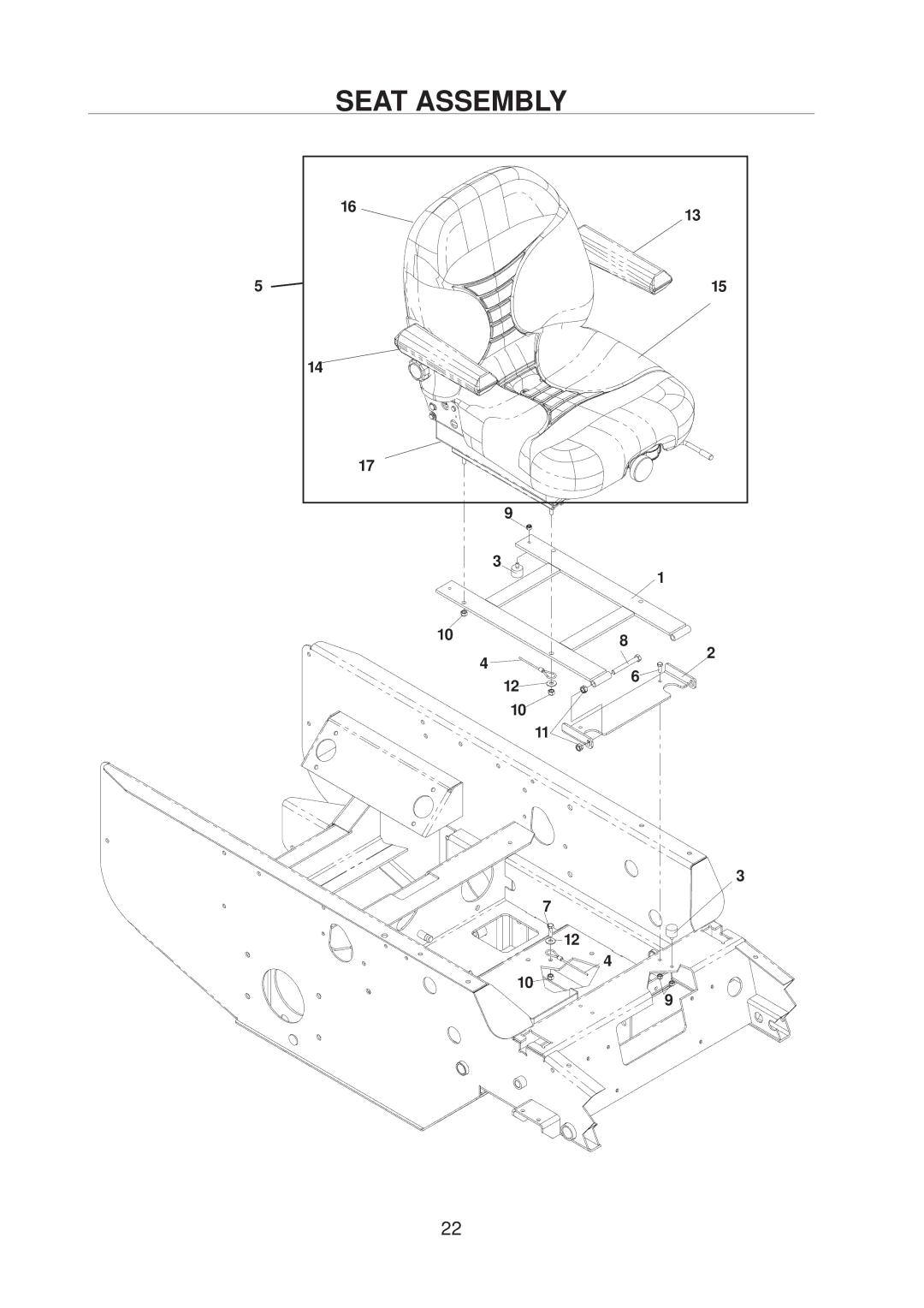 Yazoo/Kees 4HRK20 manual Seat Assembly 