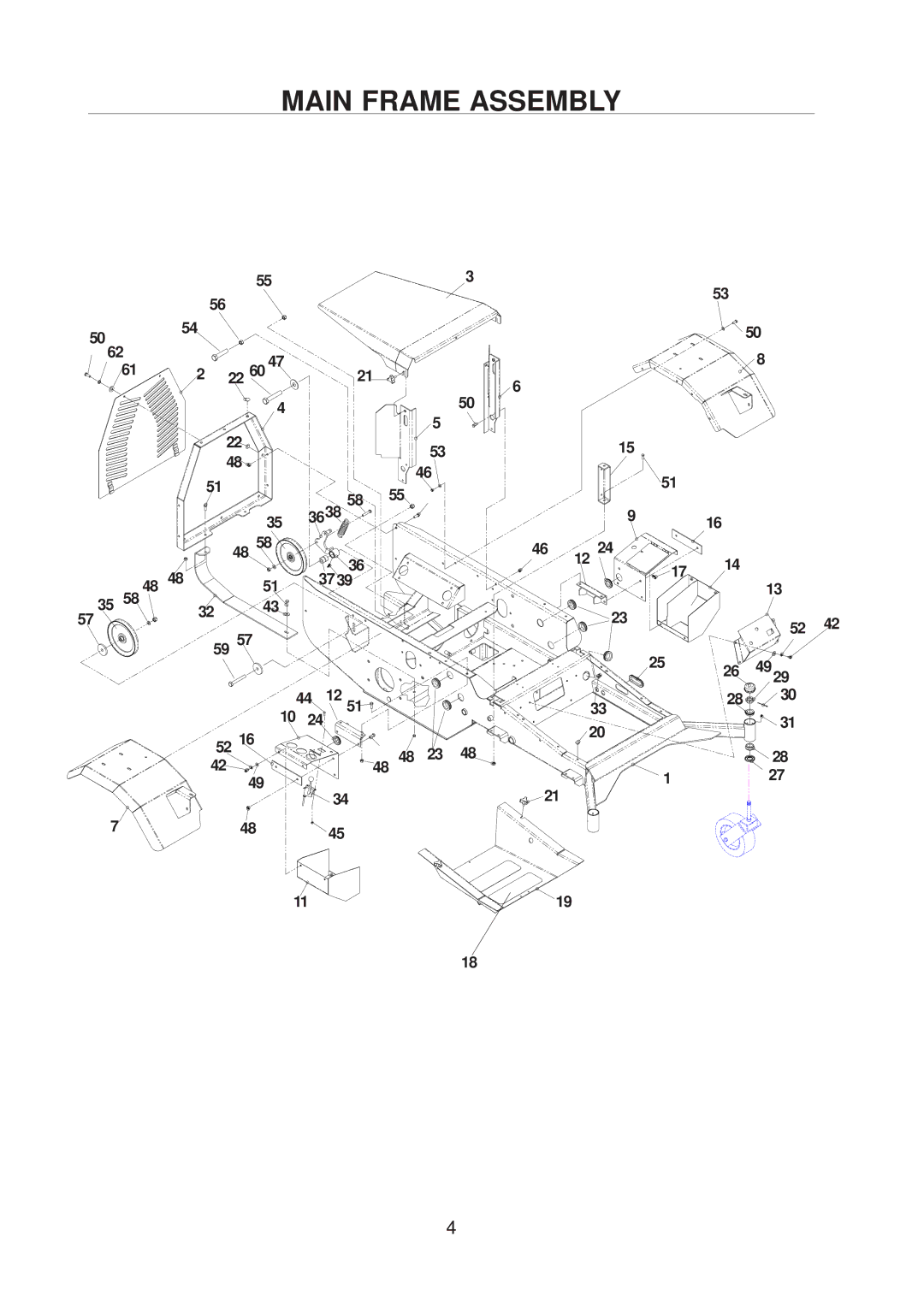 Yazoo/Kees 4HRK20 manual Main Frame Assembly 