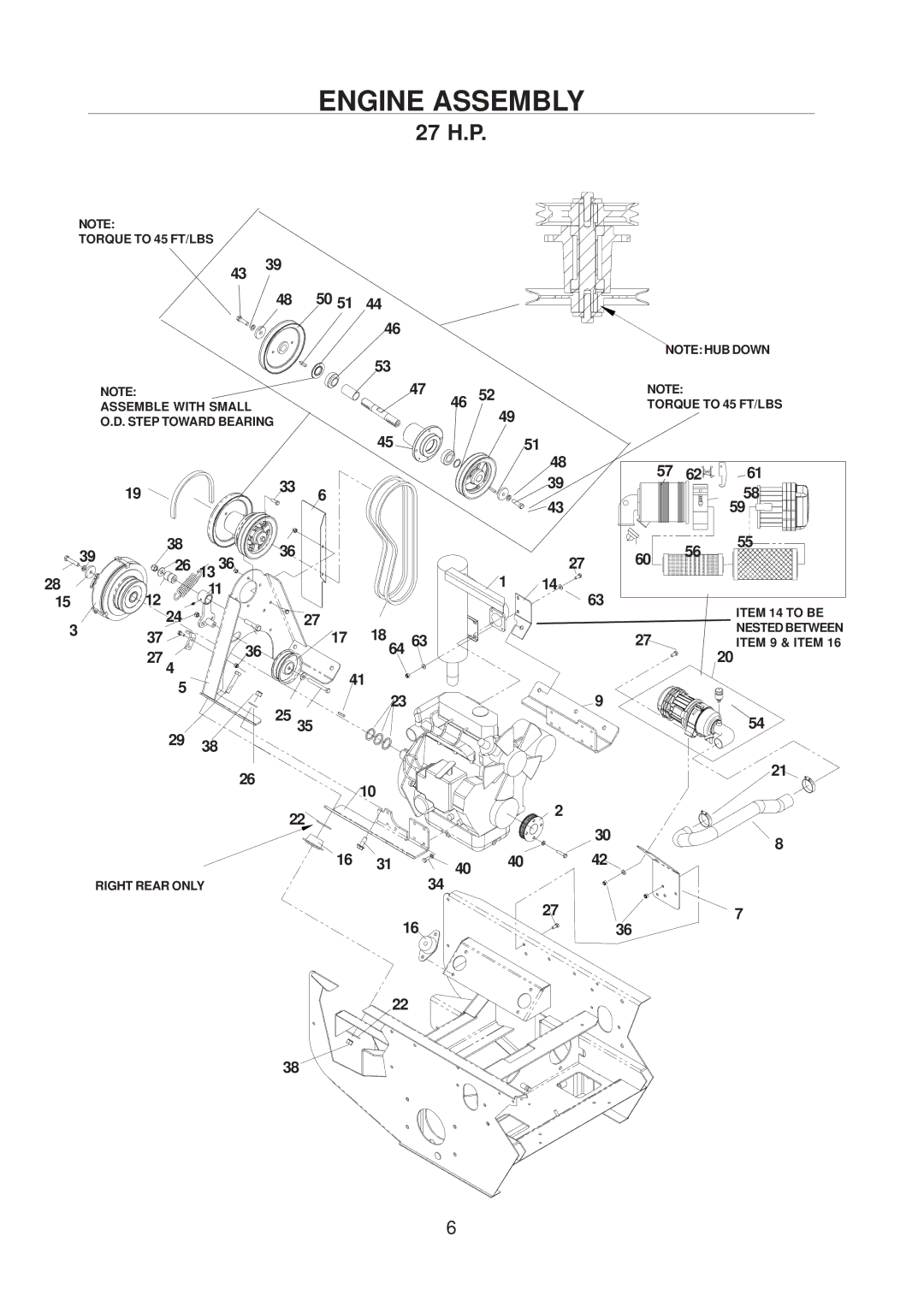 Yazoo/Kees 4HRK20 manual Engine Assembly, 27 H.P 