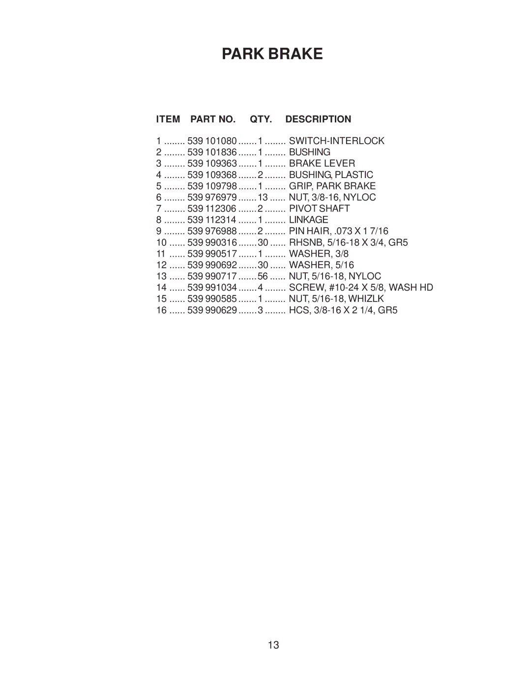 Yazoo/Kees 968999506 manual Switch-Interlock 