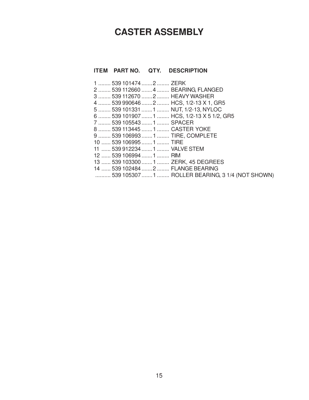 Yazoo/Kees 968999506 manual BEARING, Flanged 