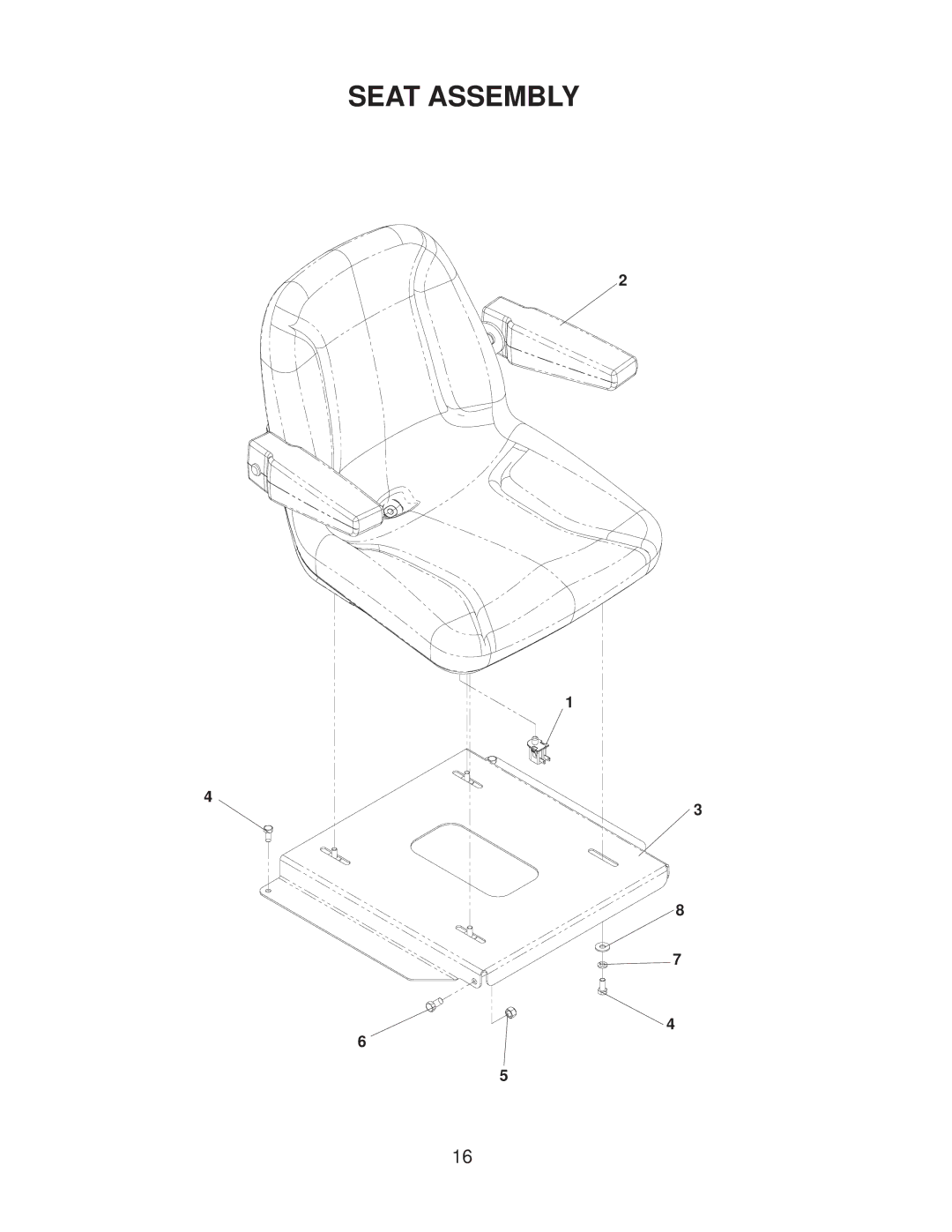 Yazoo/Kees 968999506 manual Seat Assembly 