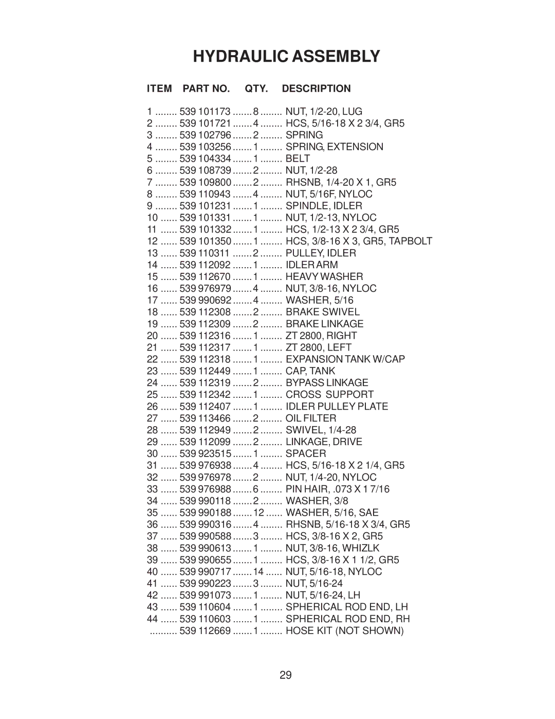 Yazoo/Kees 968999506 manual Spring 