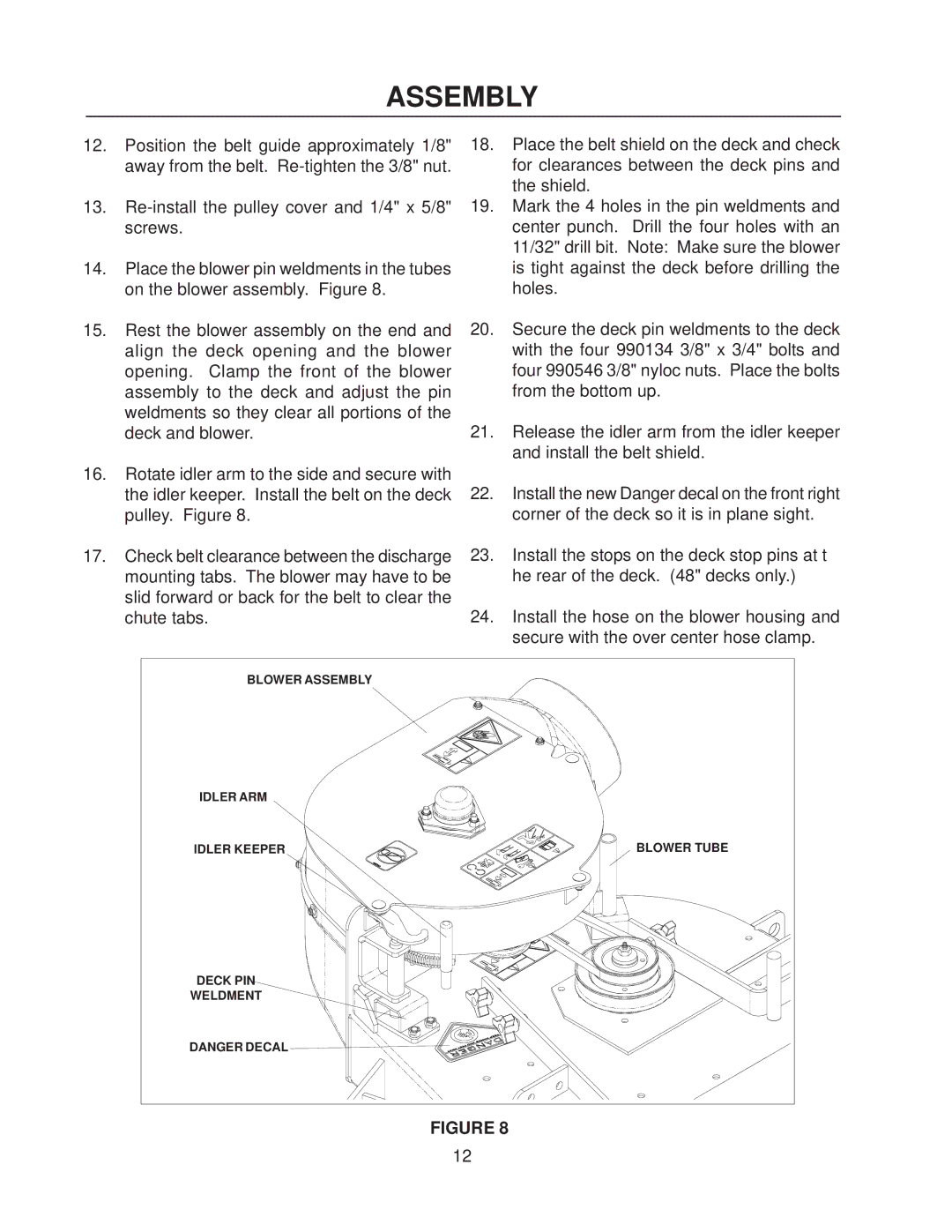 Yazoo/Kees CS9, CS13 manual Assembly 