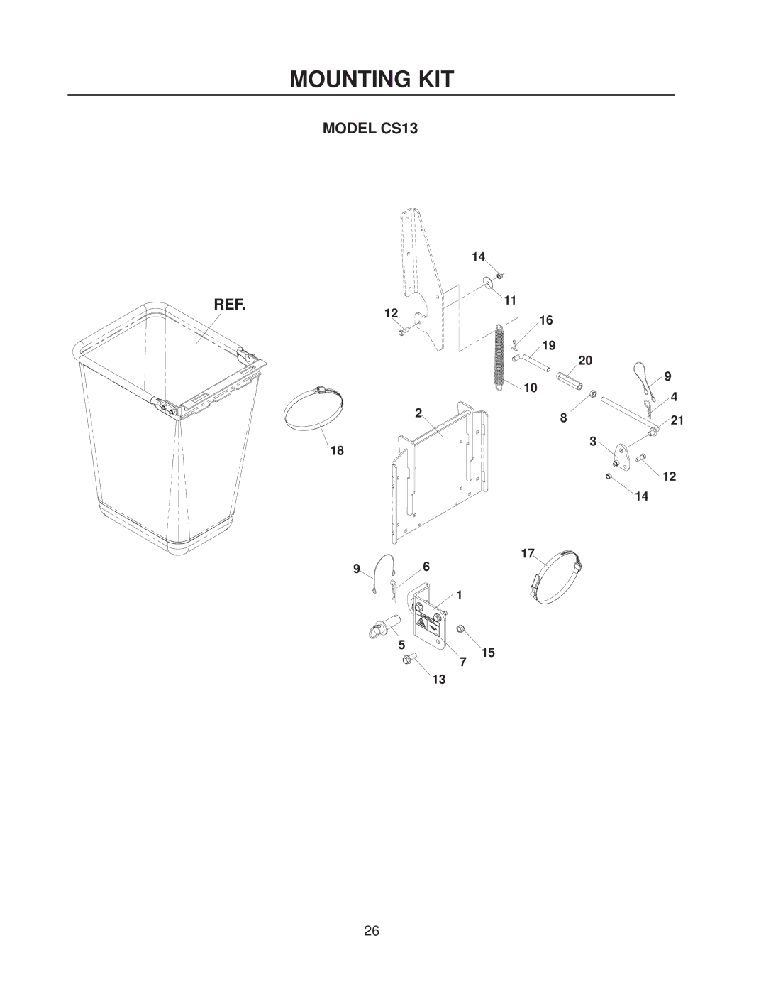 Yazoo/Kees CS9, CS13 manual Mounting KIT 