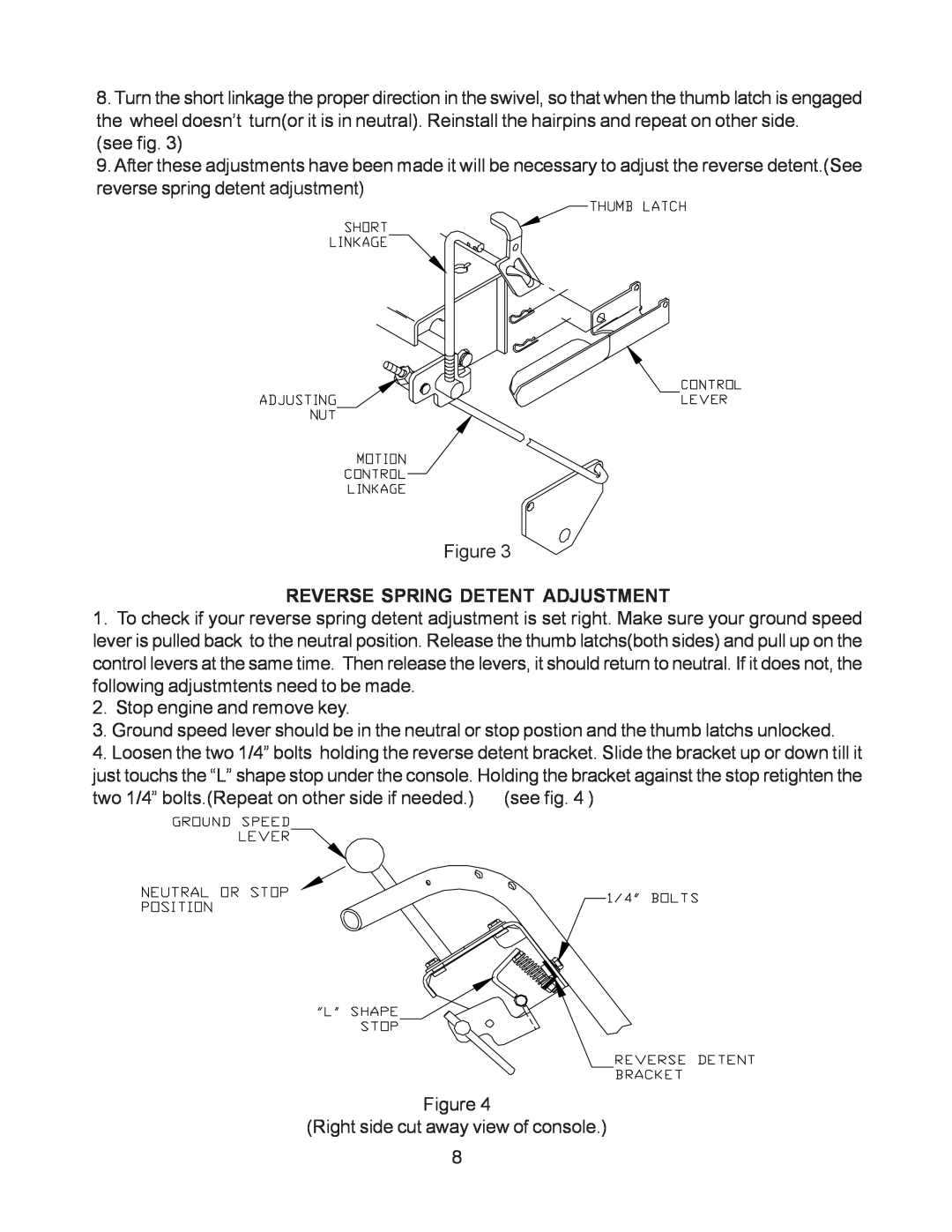 Yazoo/Kees KHKW36151, KHKW48171 important safety instructions Reverse Spring Detent Adjustment 