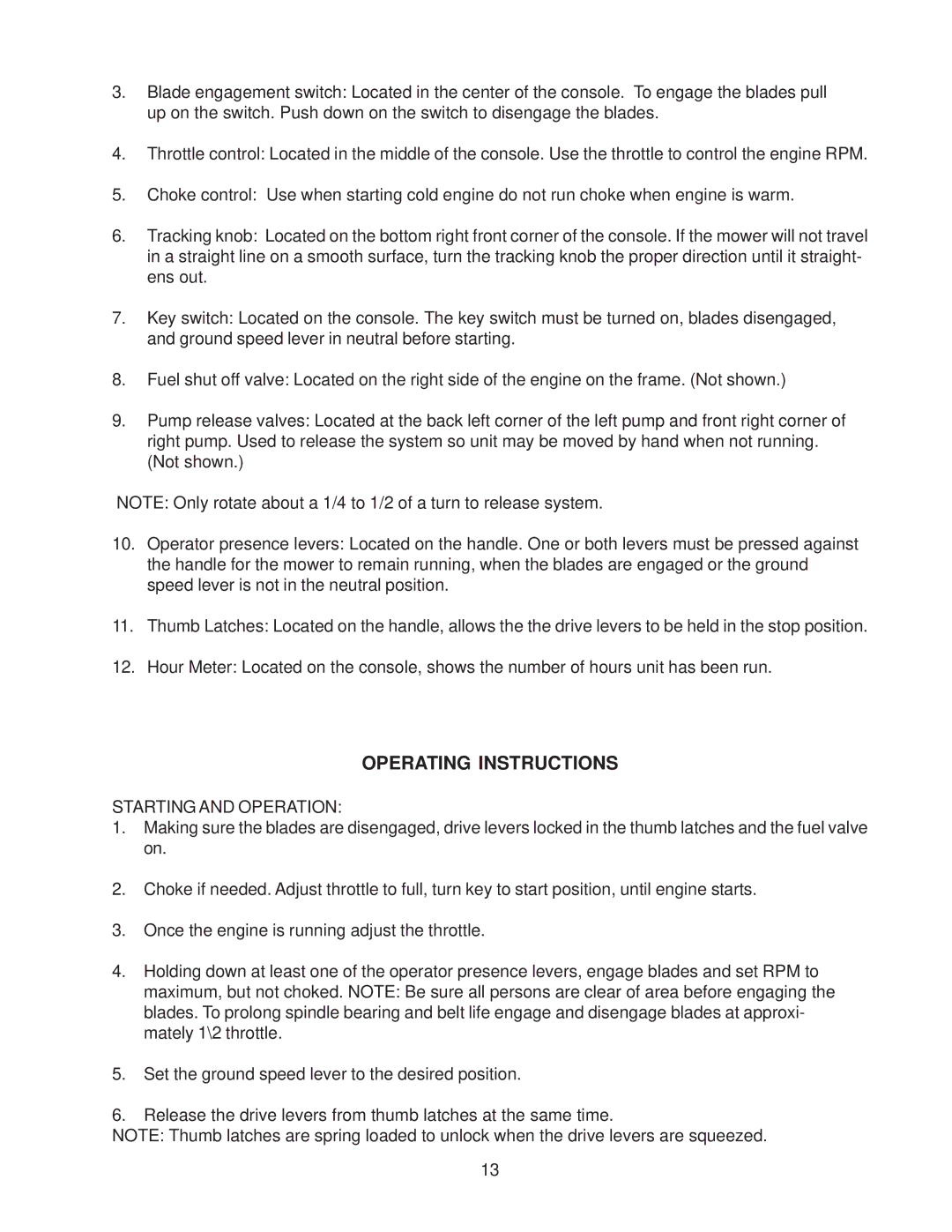 Yazoo/Kees KKFW48171, KKFW52211 manual Operating Instructions, Starting and Operation 